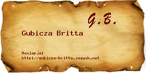 Gubicza Britta névjegykártya